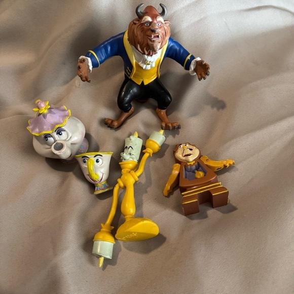 Disney Other - VTG Disney Just Toys The Beauty & The Beast Bendable Figures lot 5 1990s Heavy